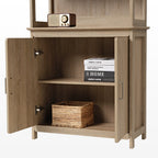 71'' Display Bookshelf with Storage Cabinet, Oak