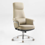 Genuine Leather Executive Office Chair - Leather & Metal Luxury