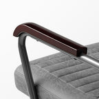 Retro PU Leather Task Office Chair - Solid Wood Arms
