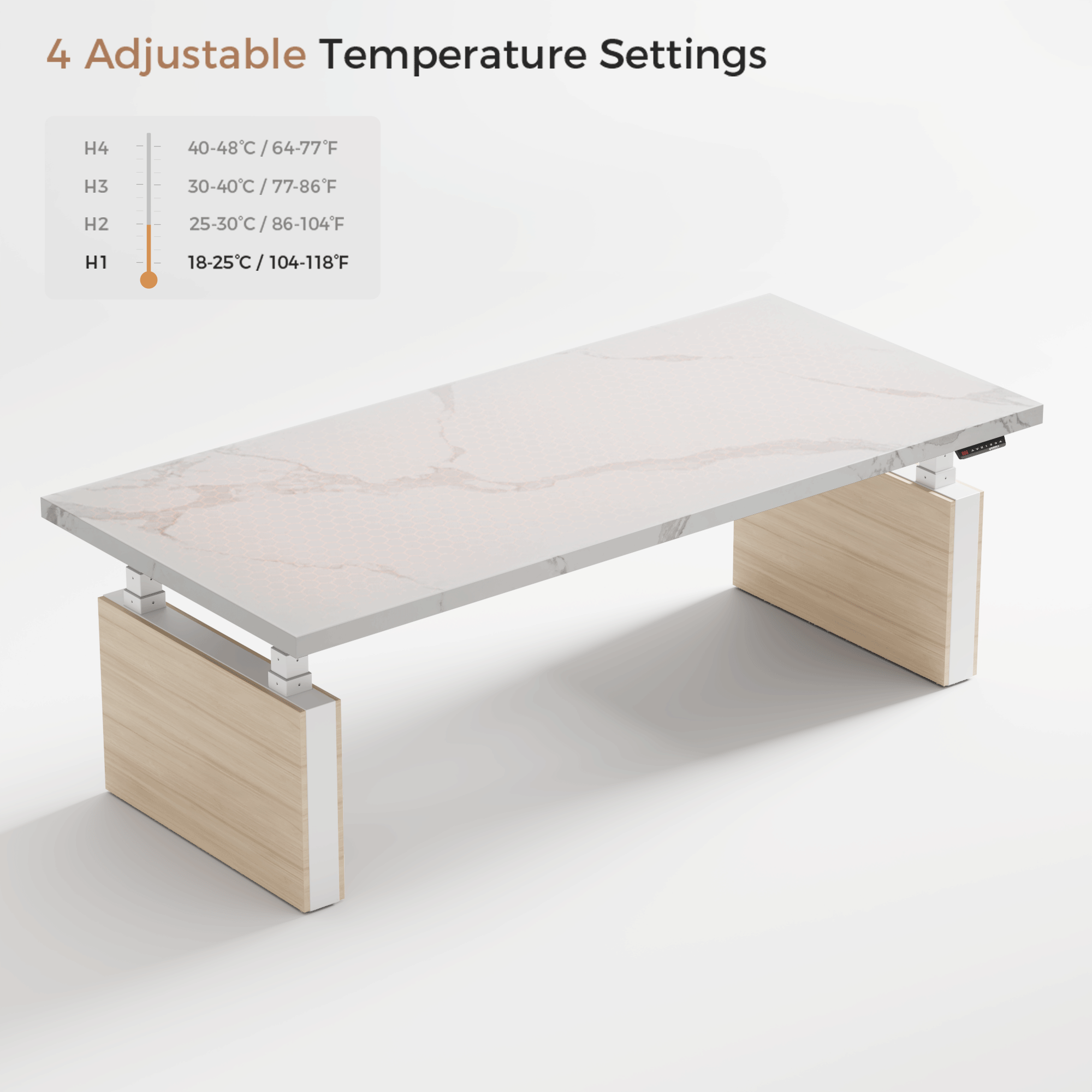 Electric Height-Adjustable Standing Desk, Premium, White