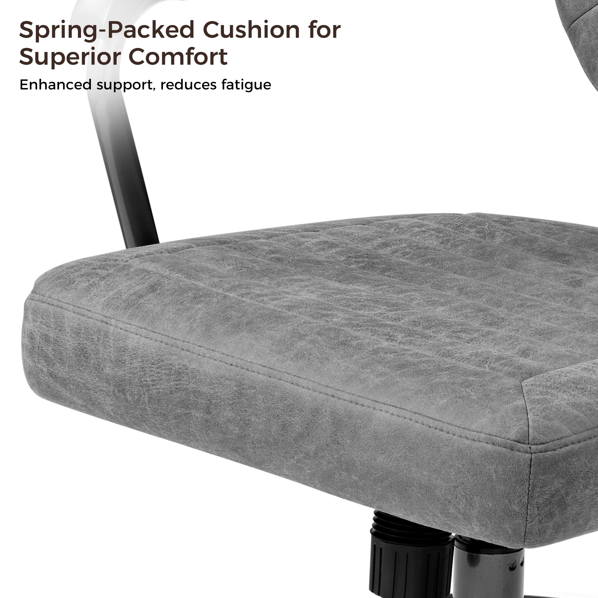 Retro PU Leather Task Office Chair - Solid Wood Arms