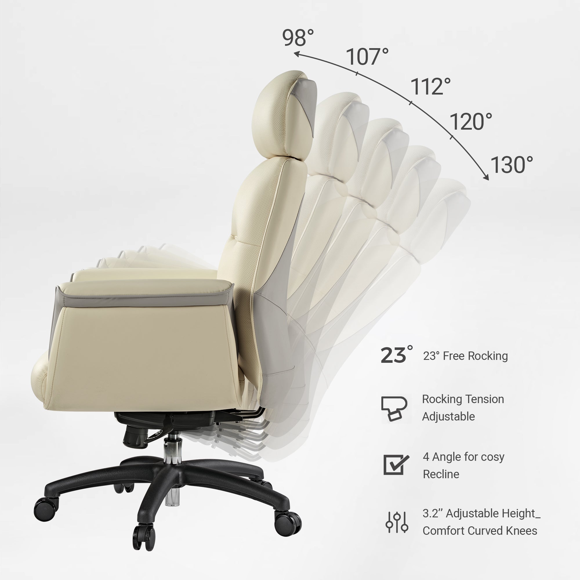 Microfiber Leather Executive Office Chair with Adjustable Headrest