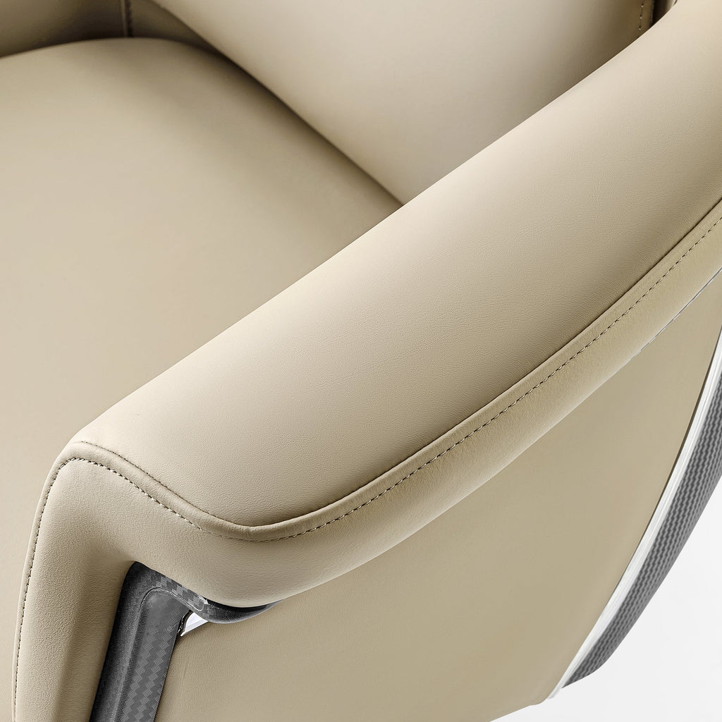 Genuine Leather Executive Office Chair - Leather & Metal Luxury