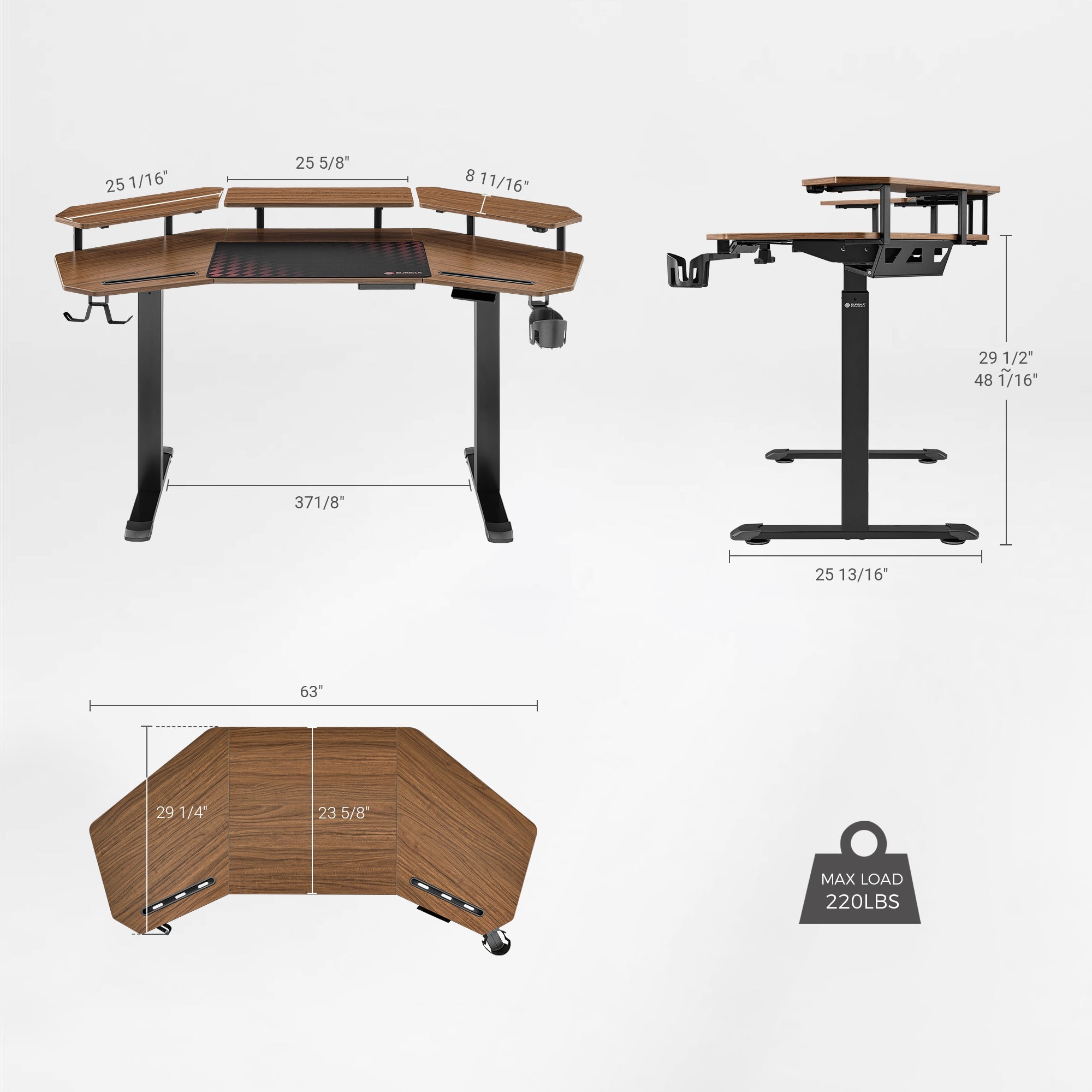 Wing-Shaped Standing Desk (63x23)
