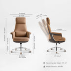 Genuine Leather Executive Office Chair - Leather & Metal Luxury