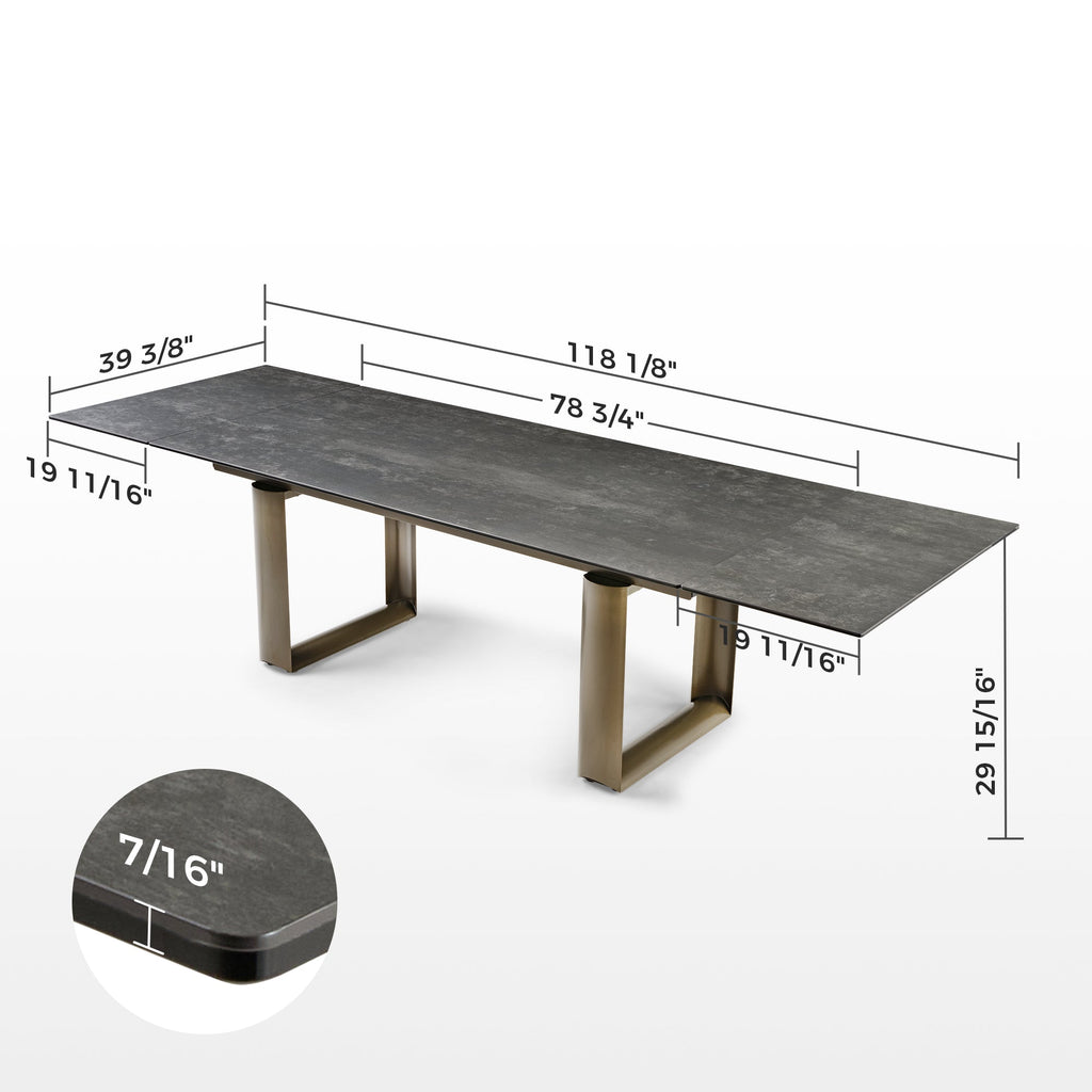 Round Marble-Top Dining Table, White and Gold