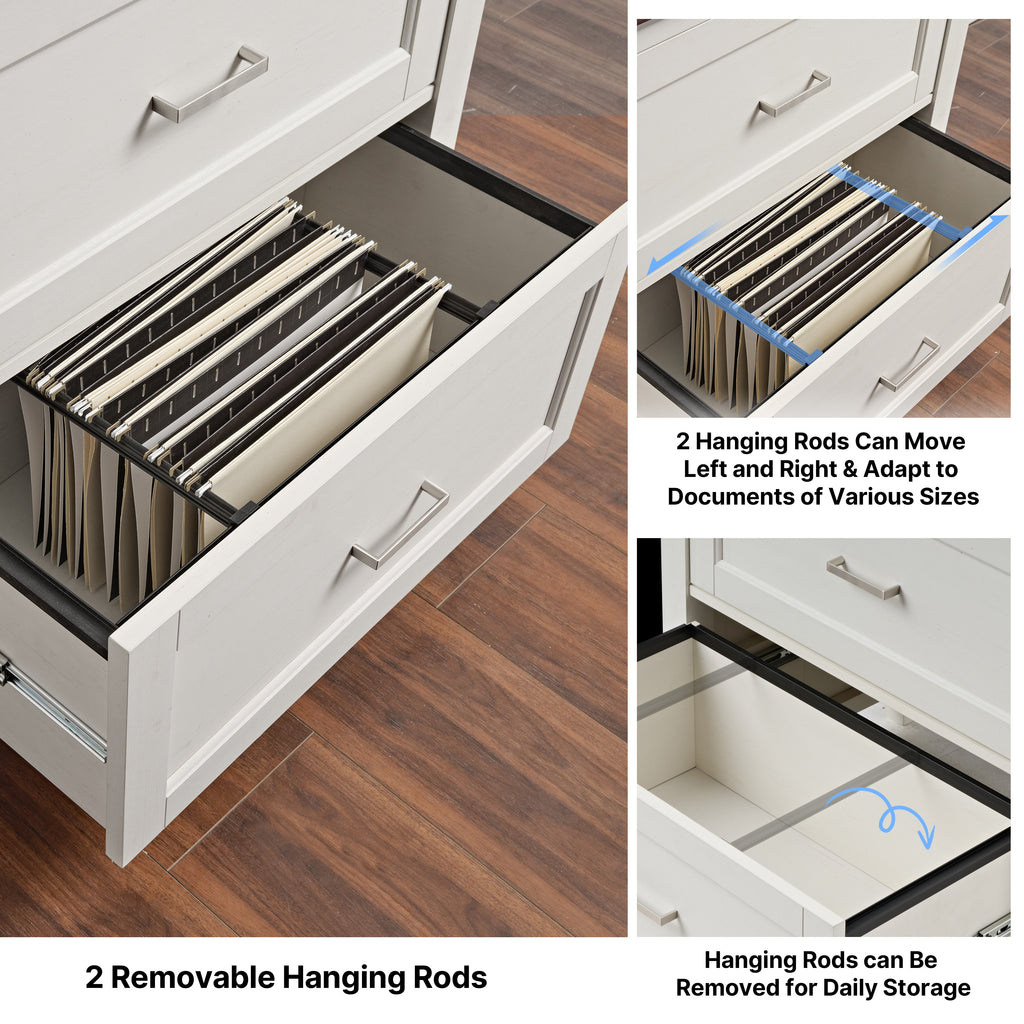 29'' File Storage Cabinet, Dual-Tone Wave Design, White