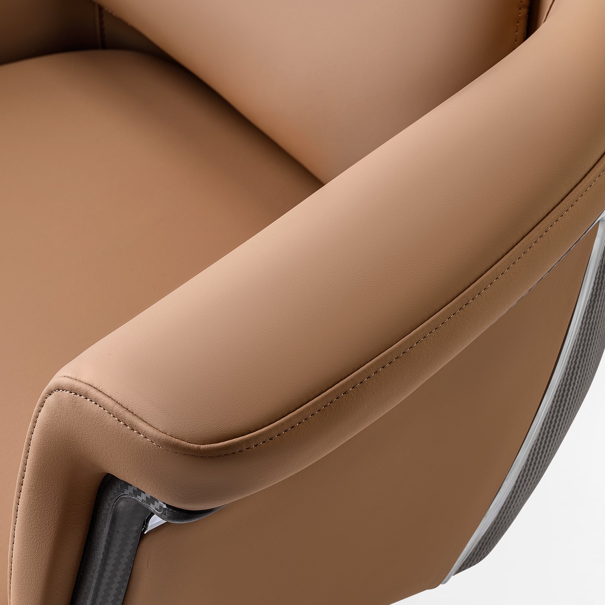 Genuine Leather Executive Office Chair - Leather & Metal Luxury