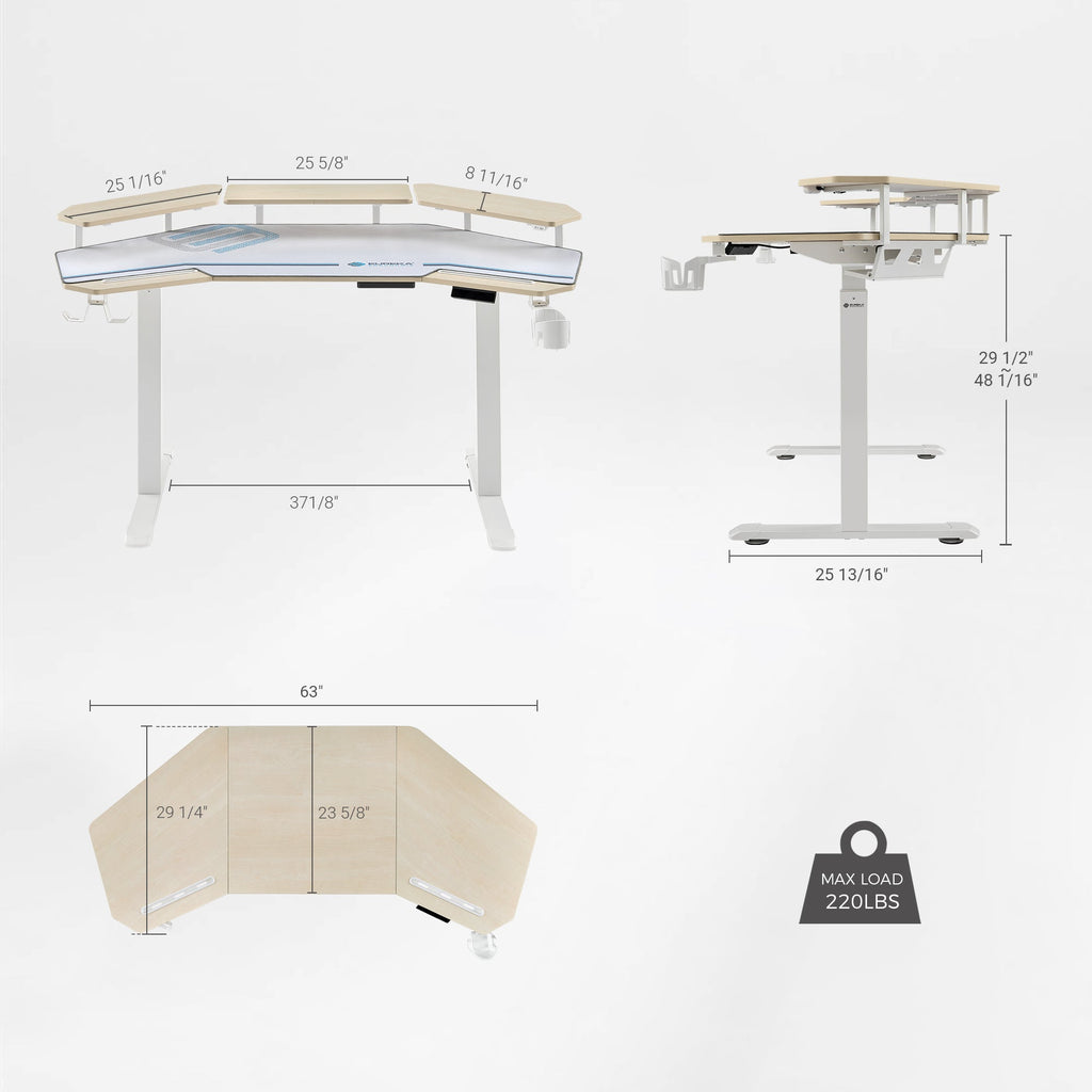 Wing-Shaped Standing Desk (63x23)