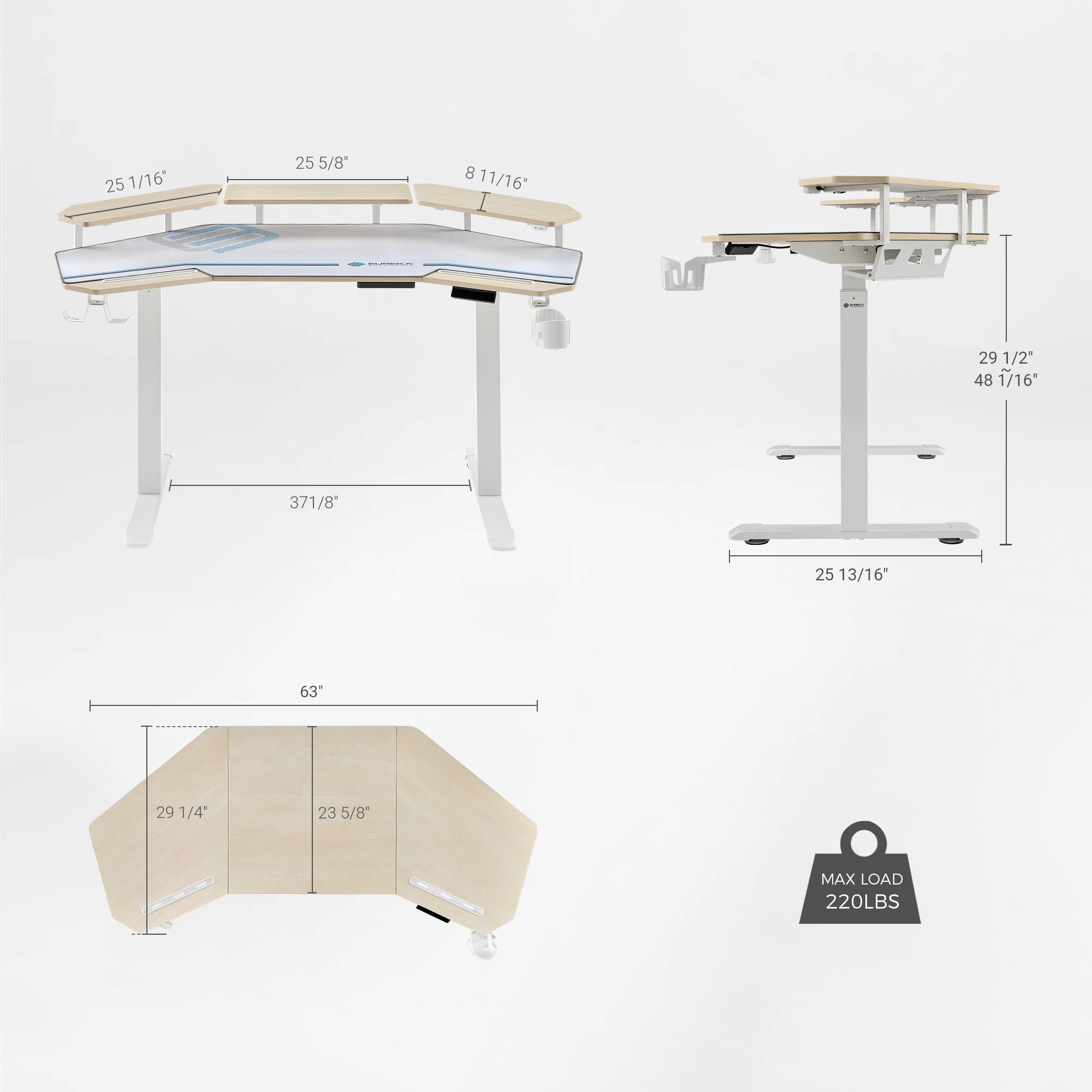Wing-Shaped Standing Desk (63x23)