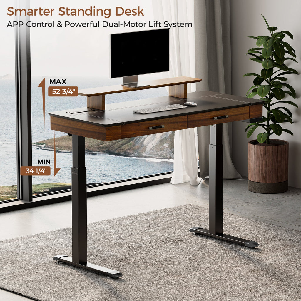 Faux Saddle Leather Adjustable Standing Desk (55x23)