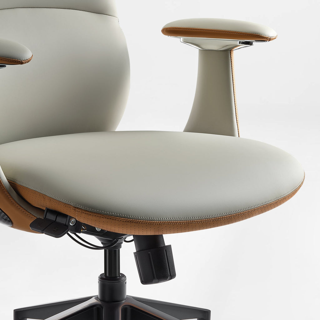 Faux Leather Executive Office Chair - Segmented Back Natural Curve