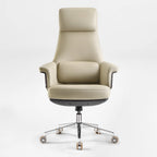 Genuine Leather Executive Office Chair - Leather & Metal Luxury