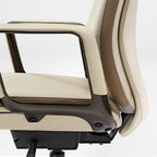 Solid Wood Arm Task Office Chair - Retro PU Leather