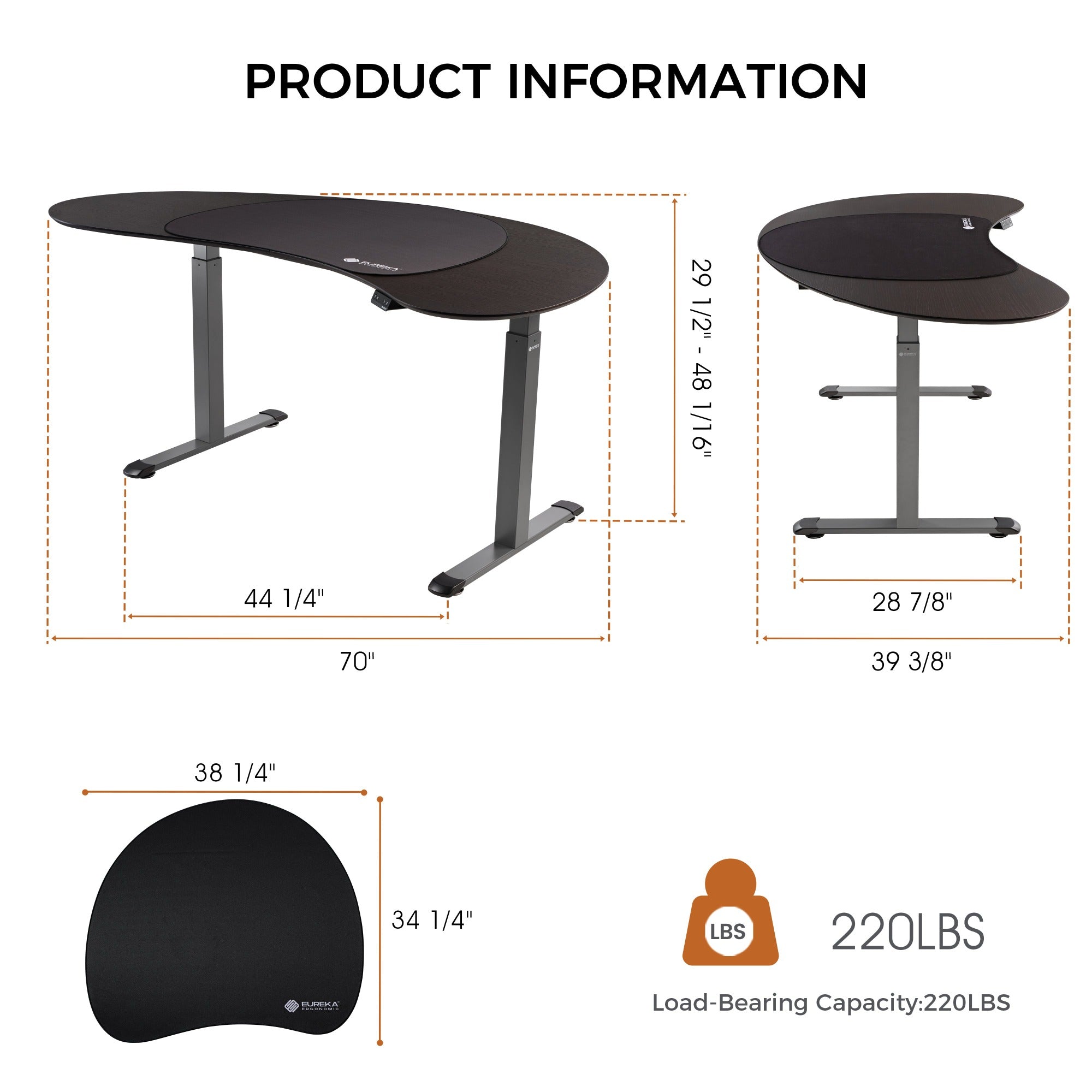 Curved Standing Desk (70x39)