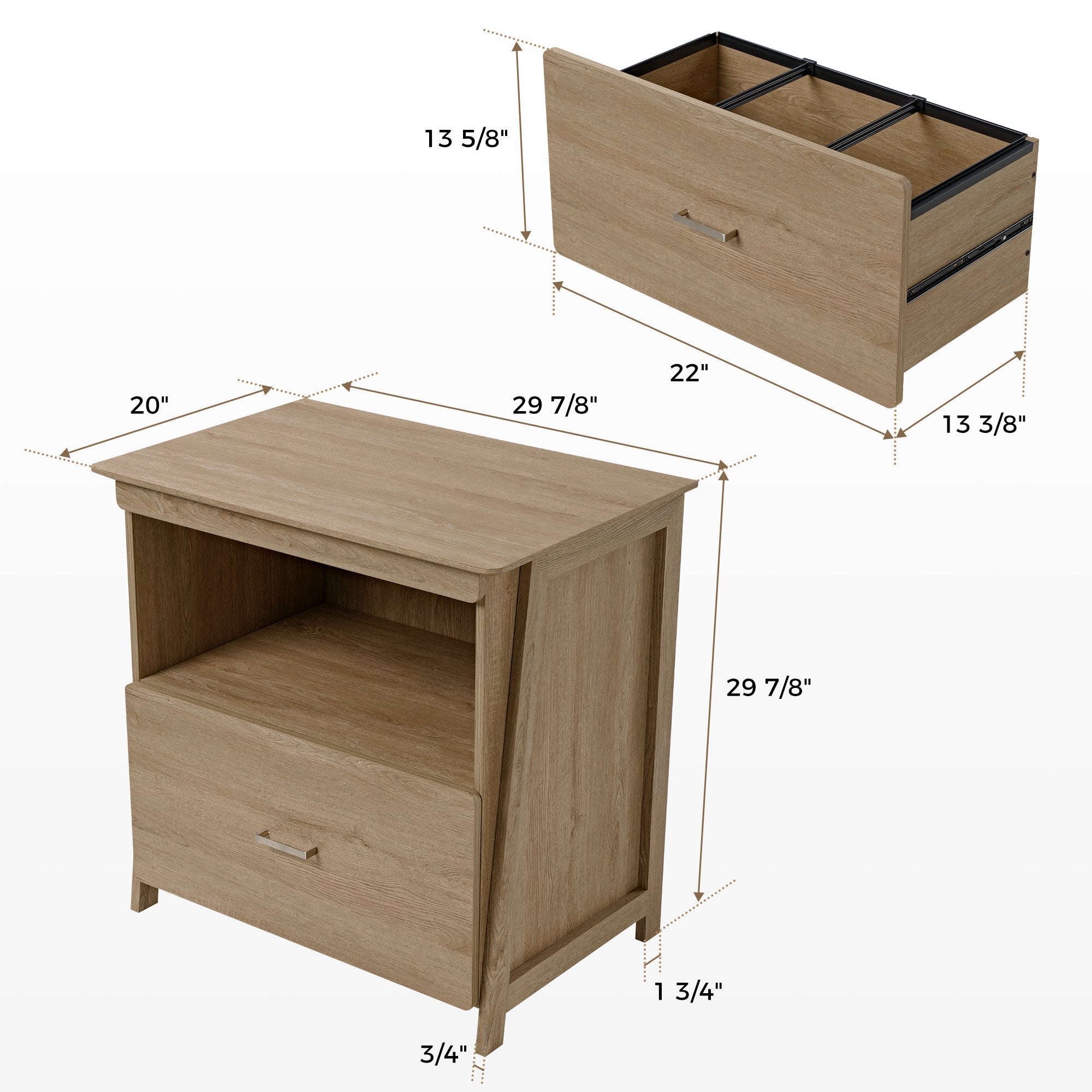29'' Display File Storage Cabinet, Oak