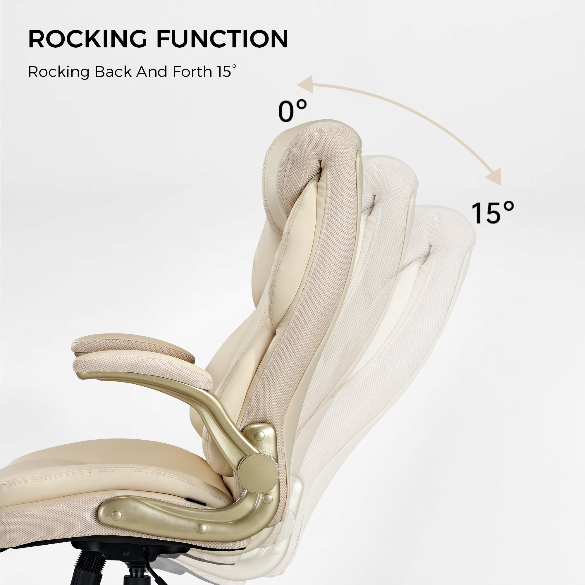 Faux Leather Home Office Chair - Ergonomic Cream