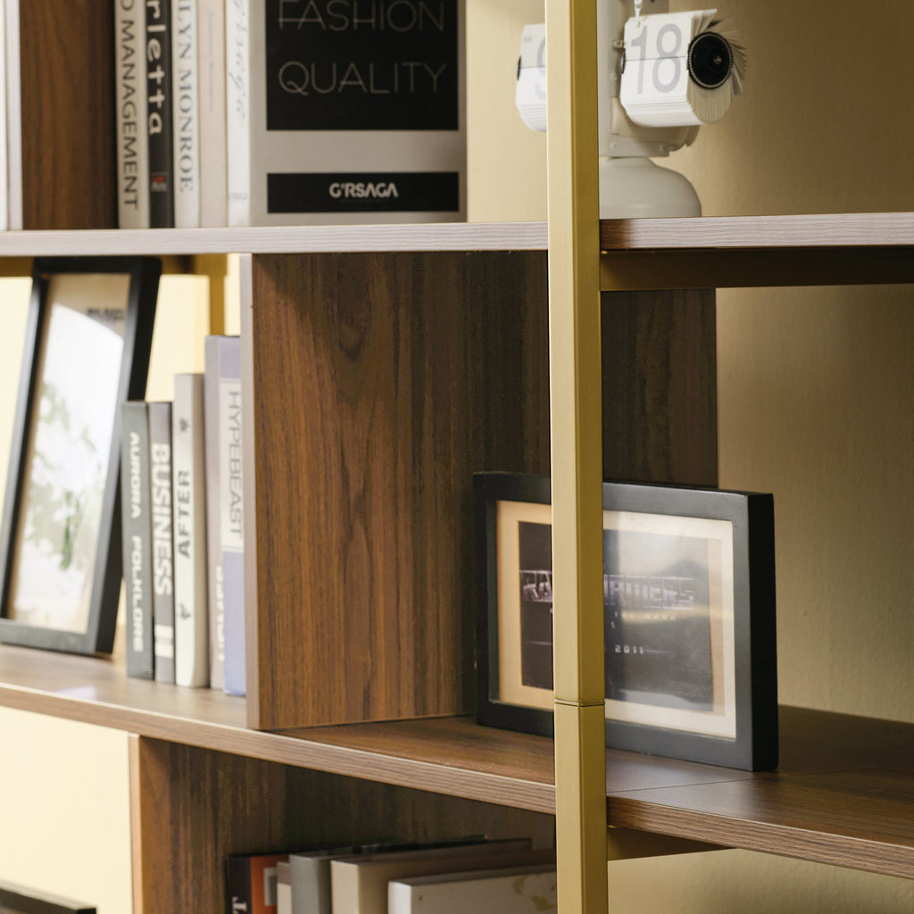 Wood Bookcase Cabinet with Bottom Storage and Adjustable Shelves