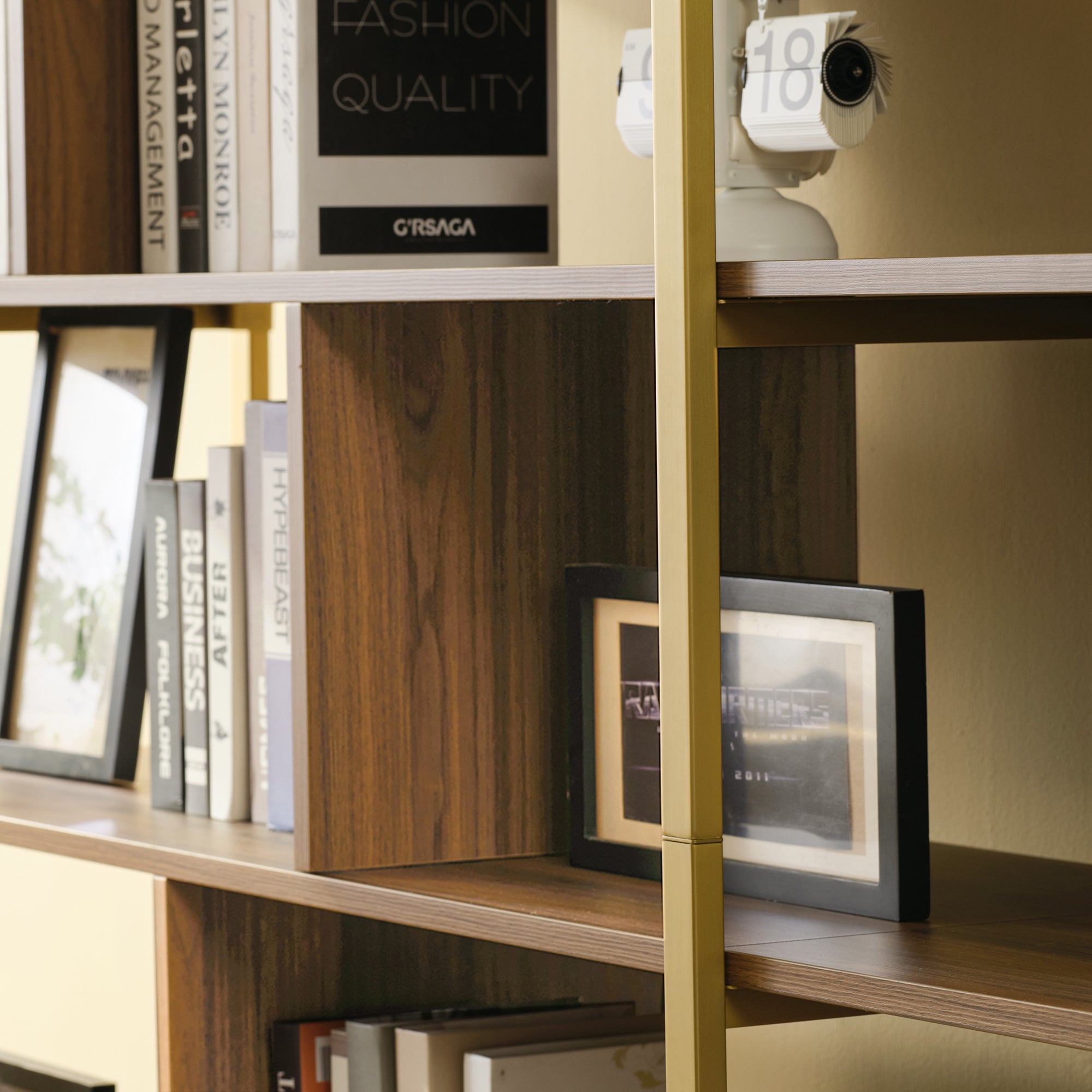 Wood Bookcase Cabinet with Bottom Storage and Adjustable Shelves