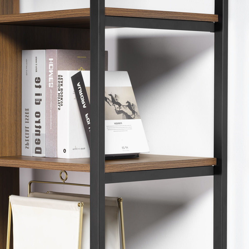 Wood Bookcase Cabinet with Bottom Storage and Adjustable Shelves