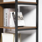 Wood Bookcase Cabinet with Bottom Storage and Adjustable Shelves