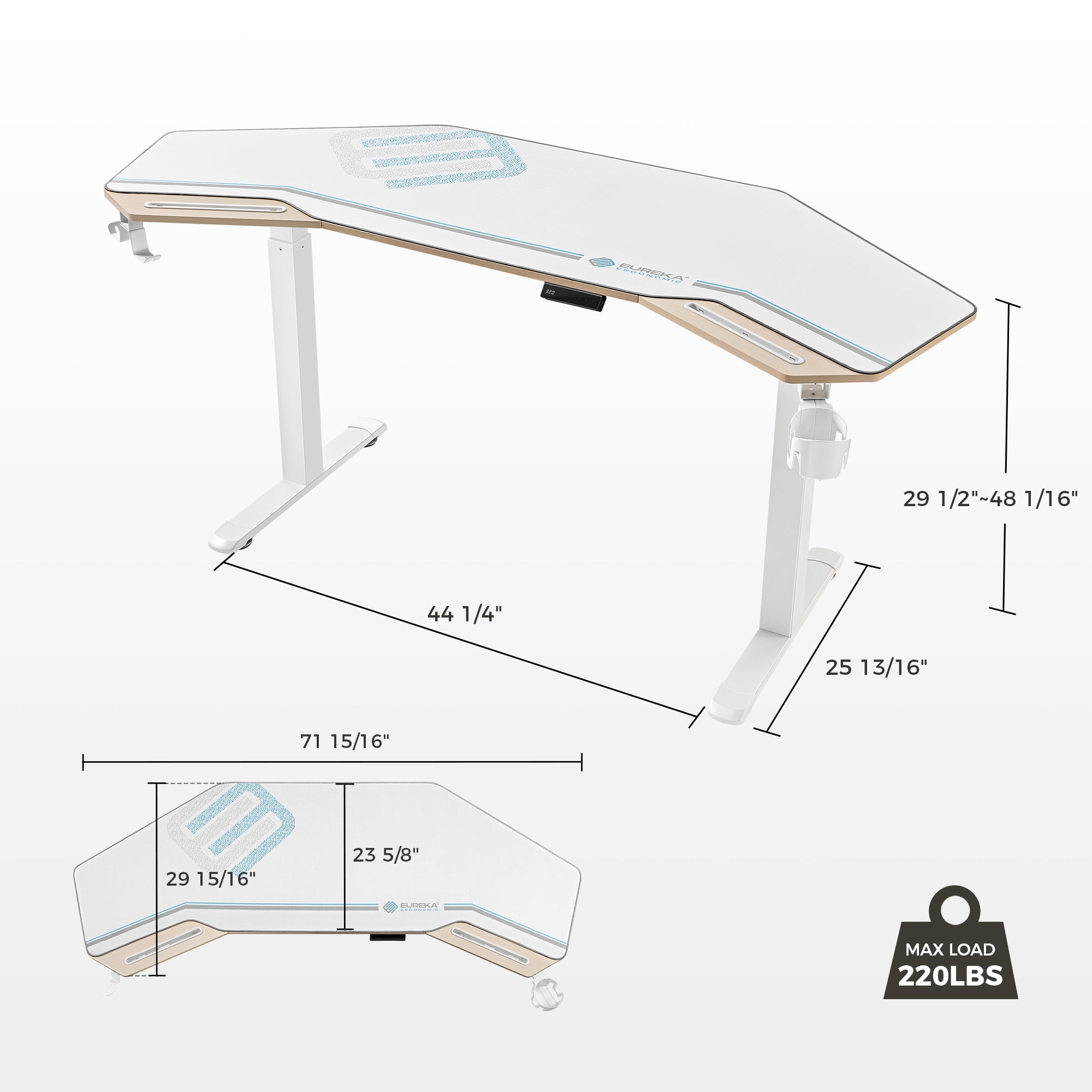 Wing-Shaped Standing Desk (72x23)