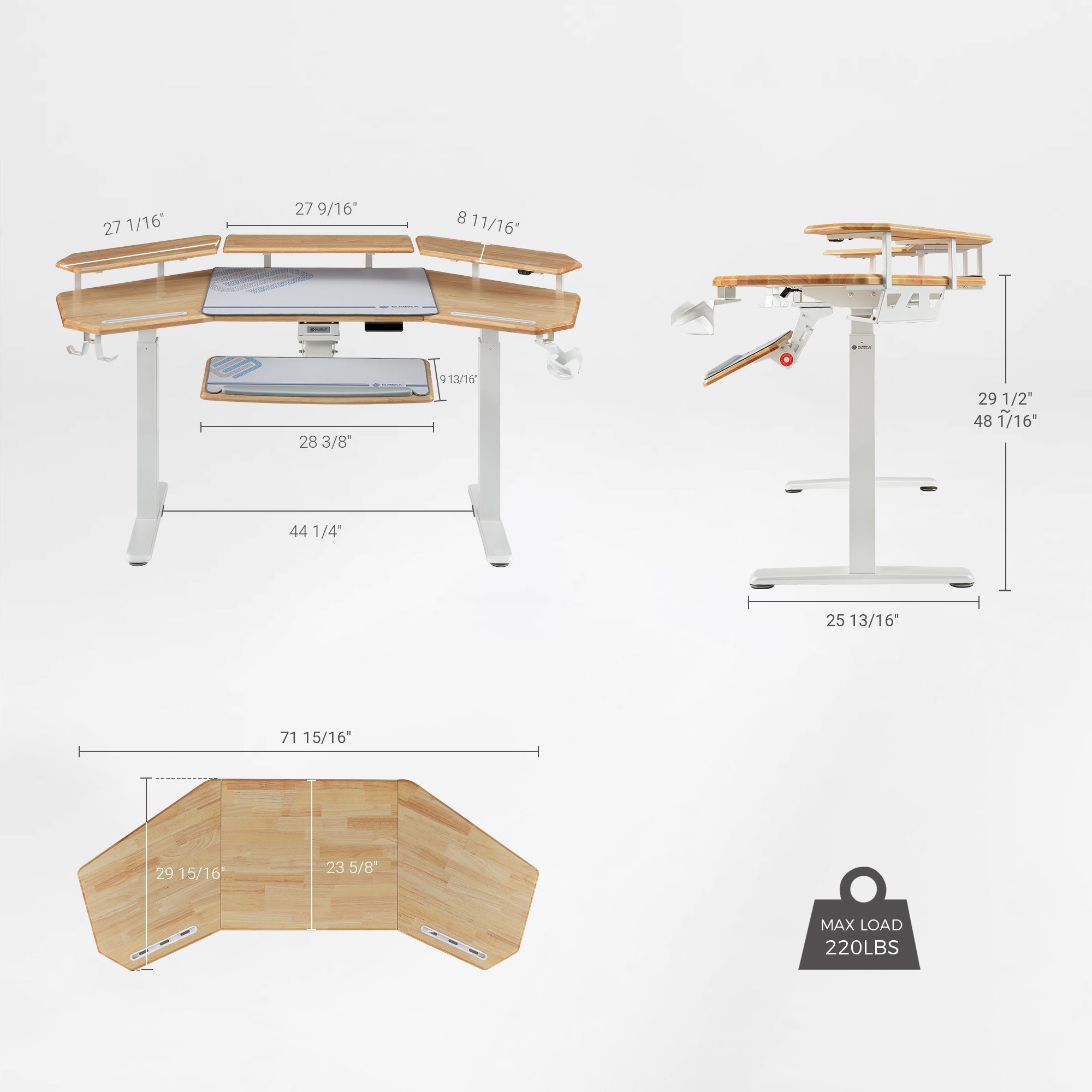 Wing-Shaped Standing Desk (72x23)
