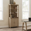 71'' Display Bookshelf with Storage Cabinet, Oak