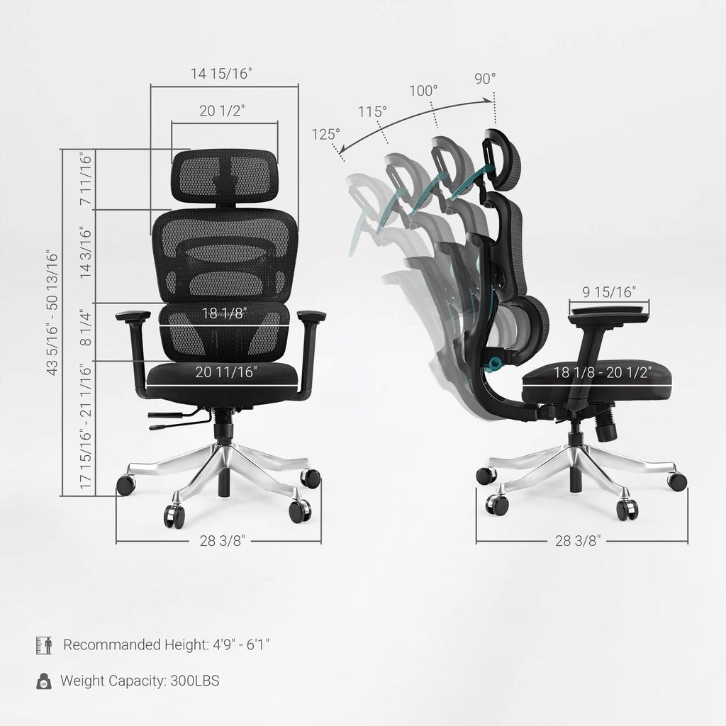 High-Back Mesh Office and Gaming Chair, Black