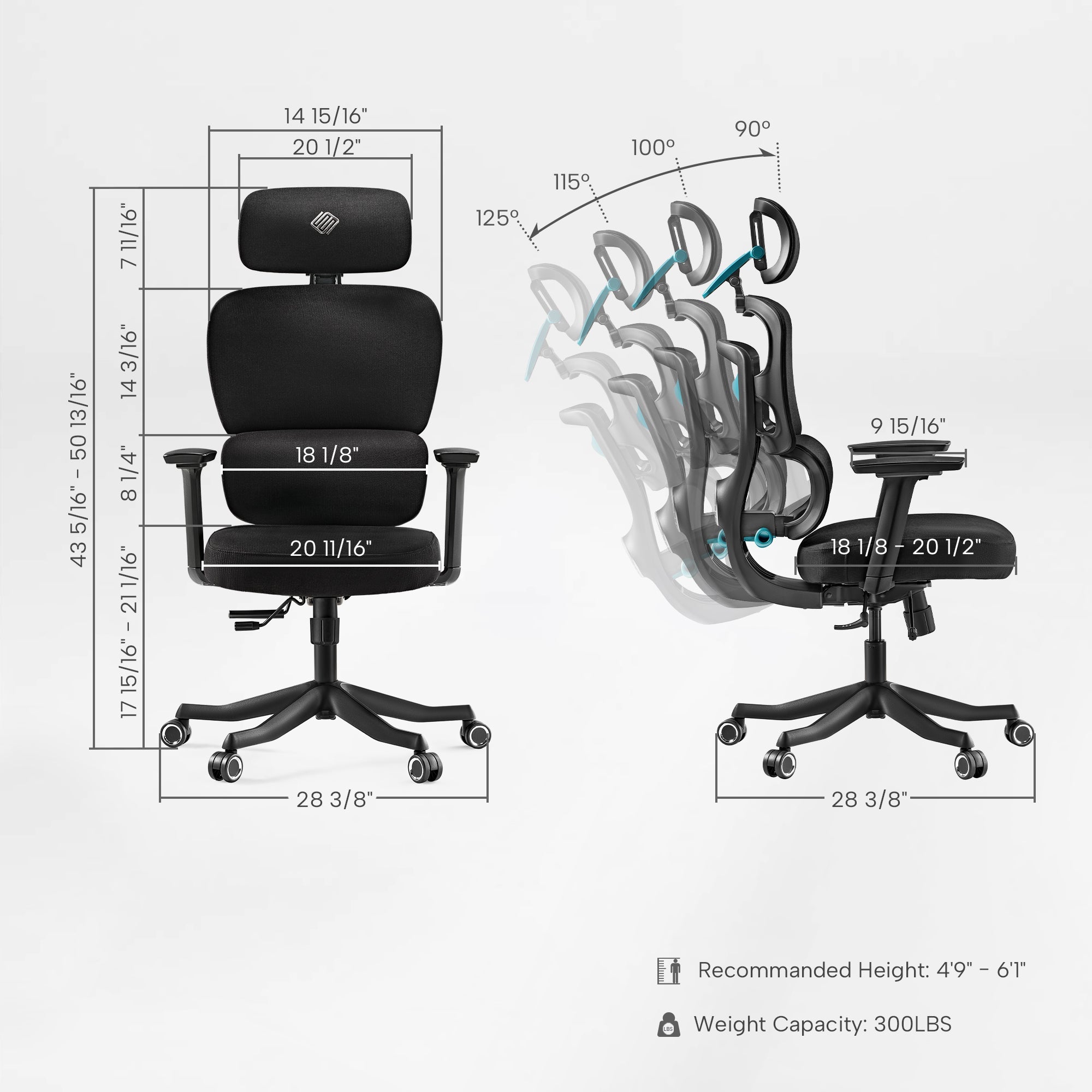 High-Back Mesh Office and Gaming Chair, Black