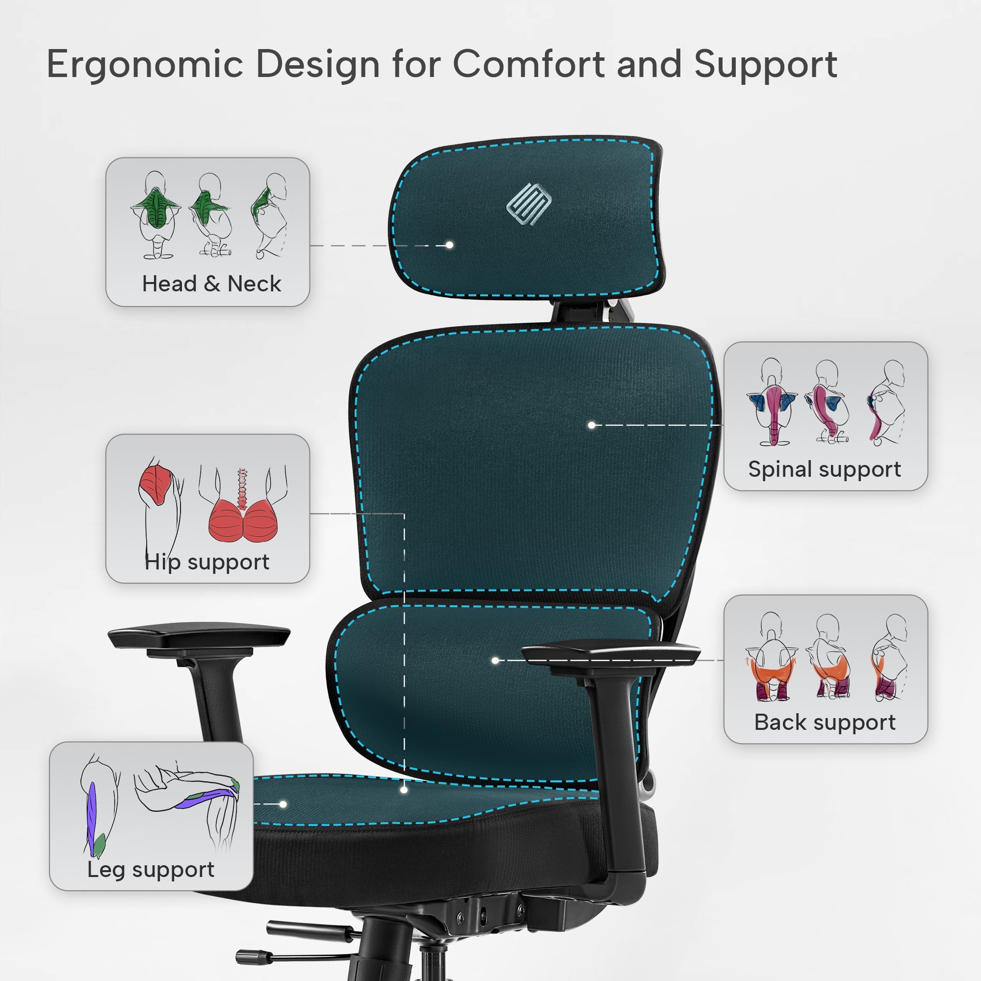 High-Back Mesh Office and Gaming Chair, Black
