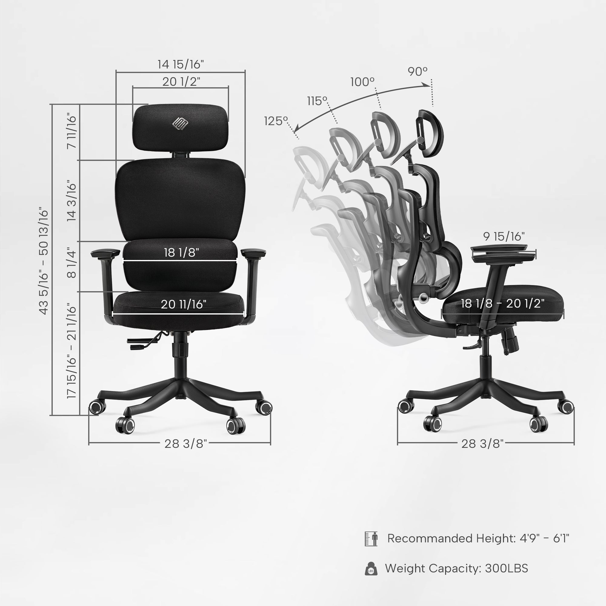 High-Back Mesh Office and Gaming Chair, Black