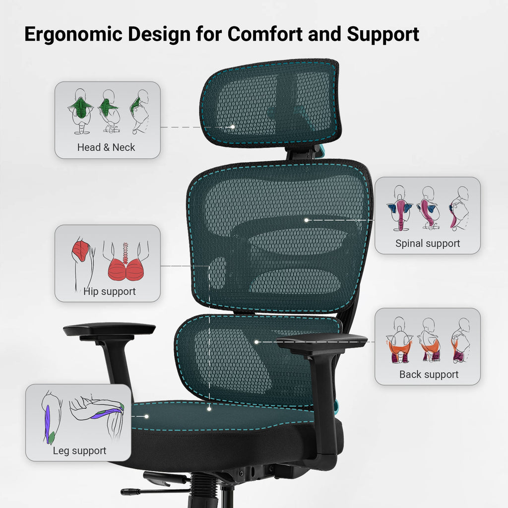 High-Back Mesh Office and Gaming Chair, Black