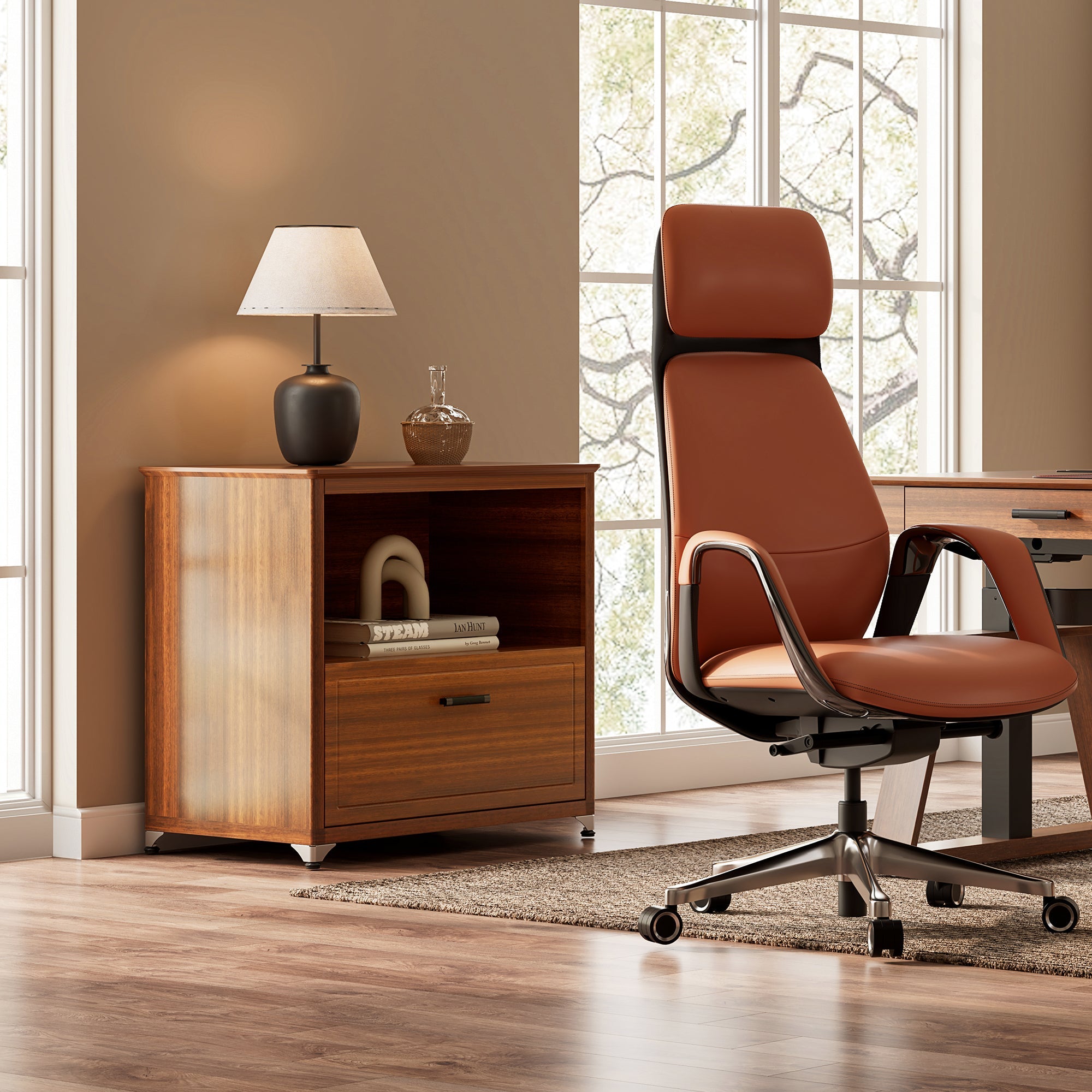 29'' Display File Storage Cabinet, Dark Walnut