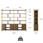 Wood Bookcase Cabinet with Bottom Storage and Adjustable Shelves