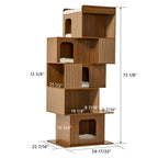 72'' Owner and Pet Shared Bookshelf Cat Tree