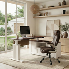 Faux Leather Home Office Chair - Ergonomic Cream