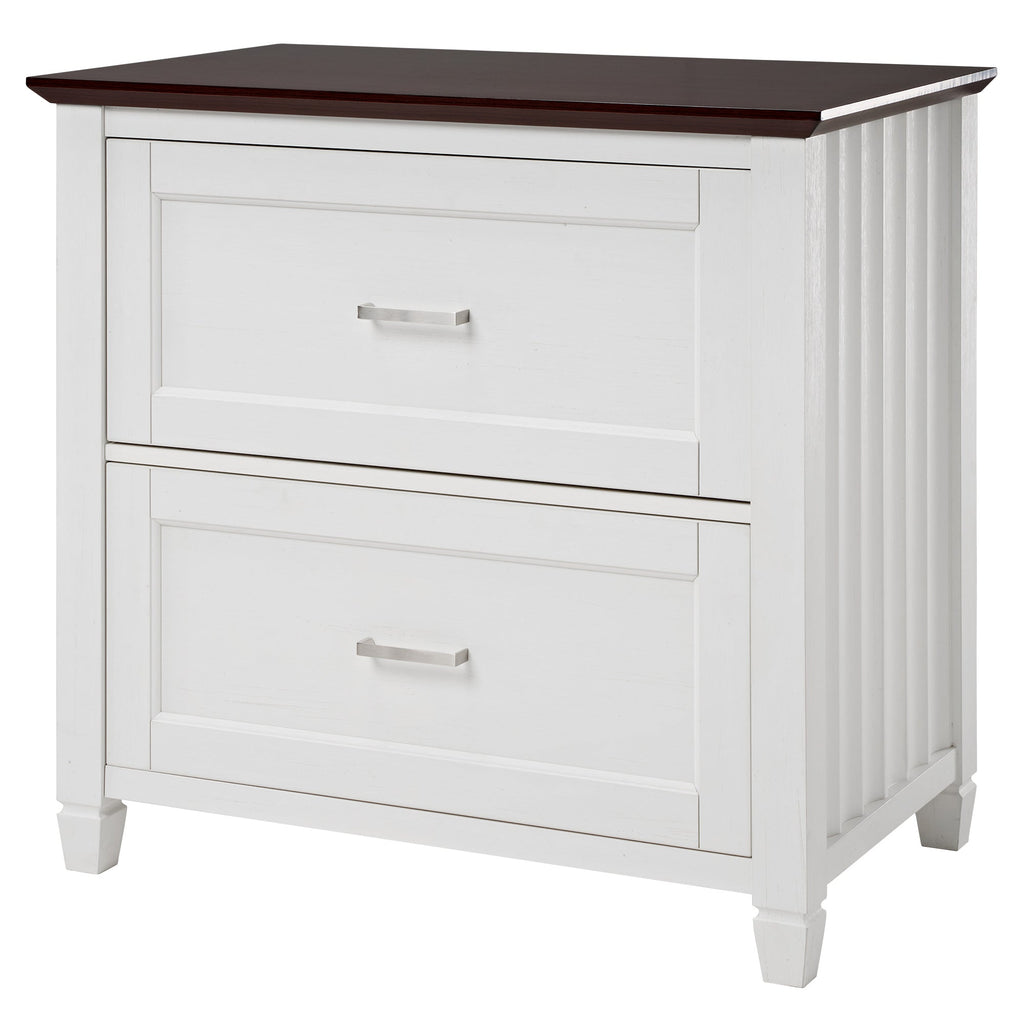 29'' File Storage Cabinet, Dual-Tone Wave Design, White