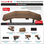 Wing-Shaped Standing Desk (72x23)