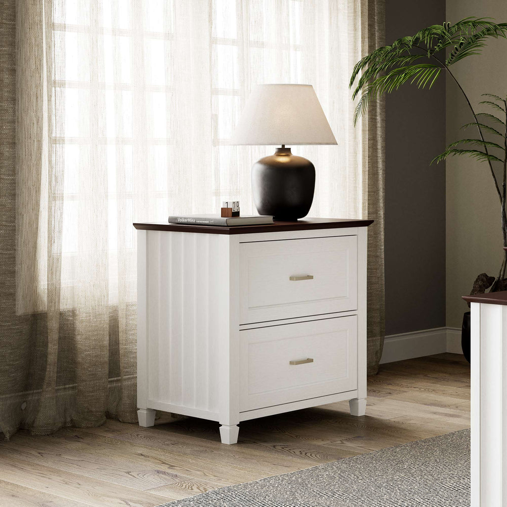 29'' File Storage Cabinet, Dual-Tone Wave Design, White