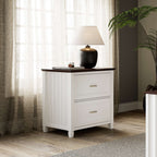 29'' File Storage Cabinet, Dual-Tone Wave Design, White
