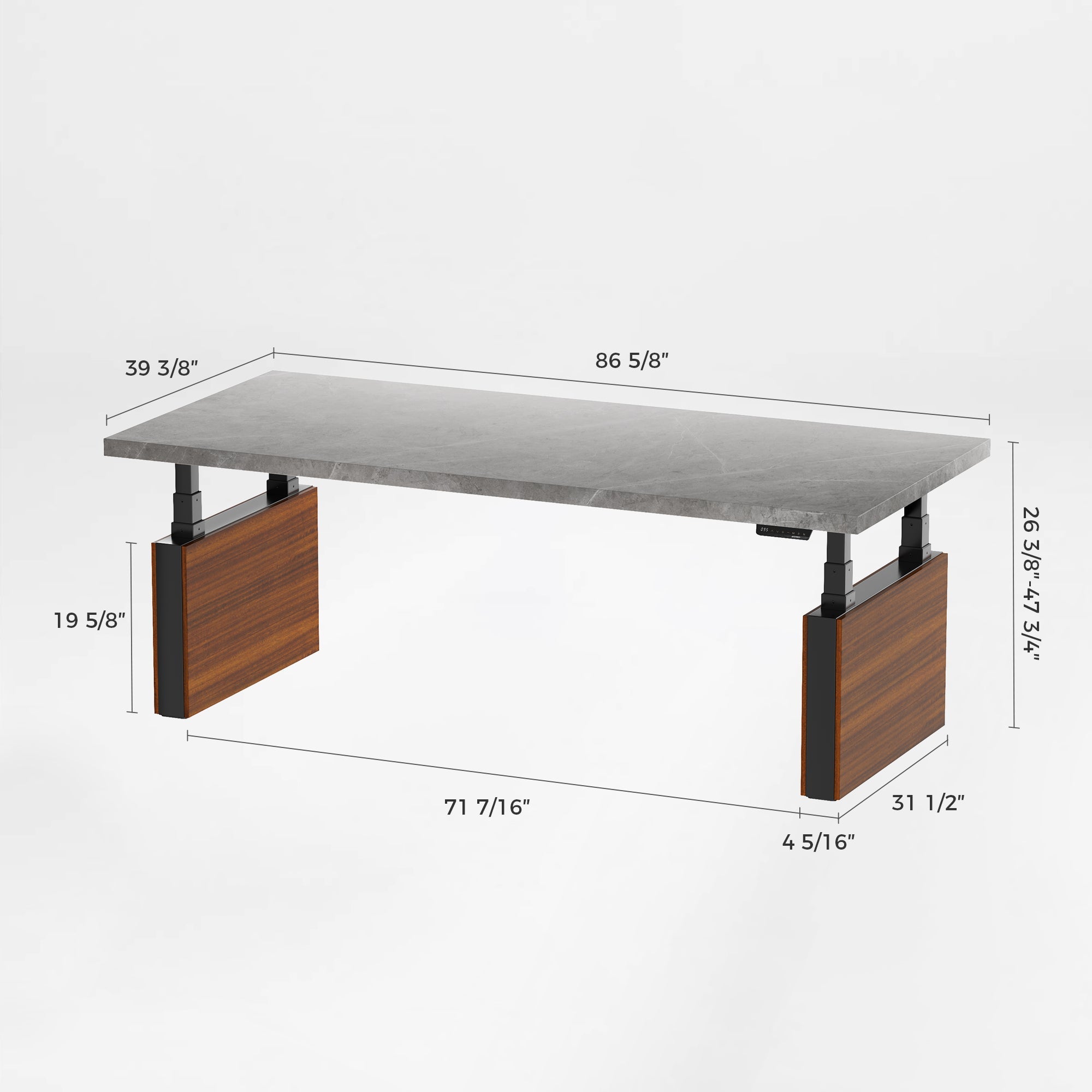 Electric Height-Adjustable Standing Desk, Premium, White