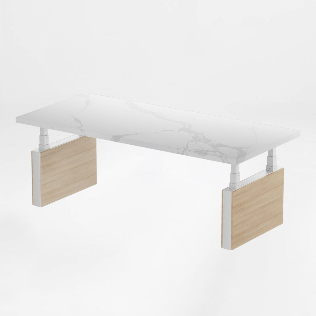Electric Height-Adjustable Standing Desk, Premium, White