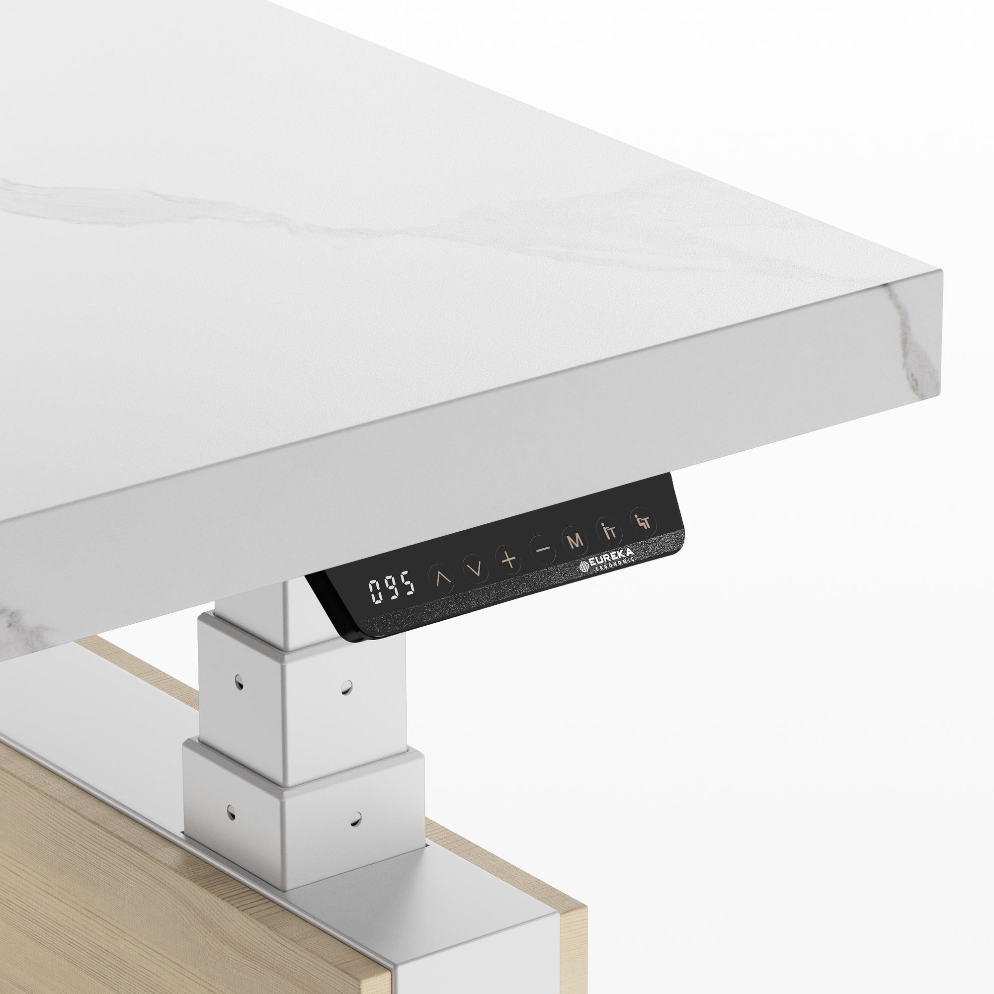 Electric Height-Adjustable Standing Desk, Premium, White