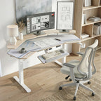 Bureau assis-debout en forme d'aile (72x23)