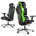 Racing-Style Gaming Chair with Headrest and Lumbar Pillow, Black and Red