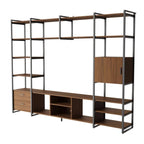 Modern TV Stand with Storage Cabinet and Book Shelves