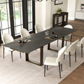 Round Marble-Top Dining Table, White and Gold
