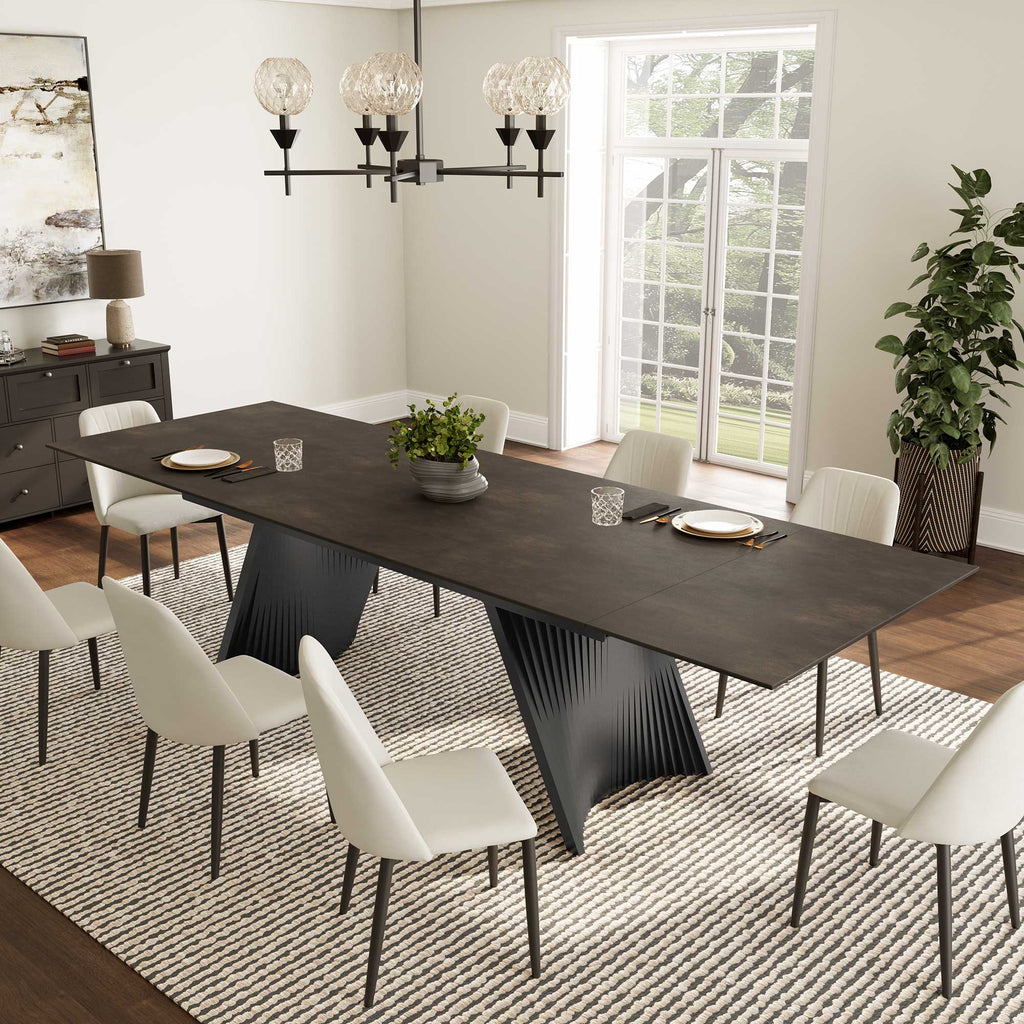 Extendable Rectangular Dining Table, White