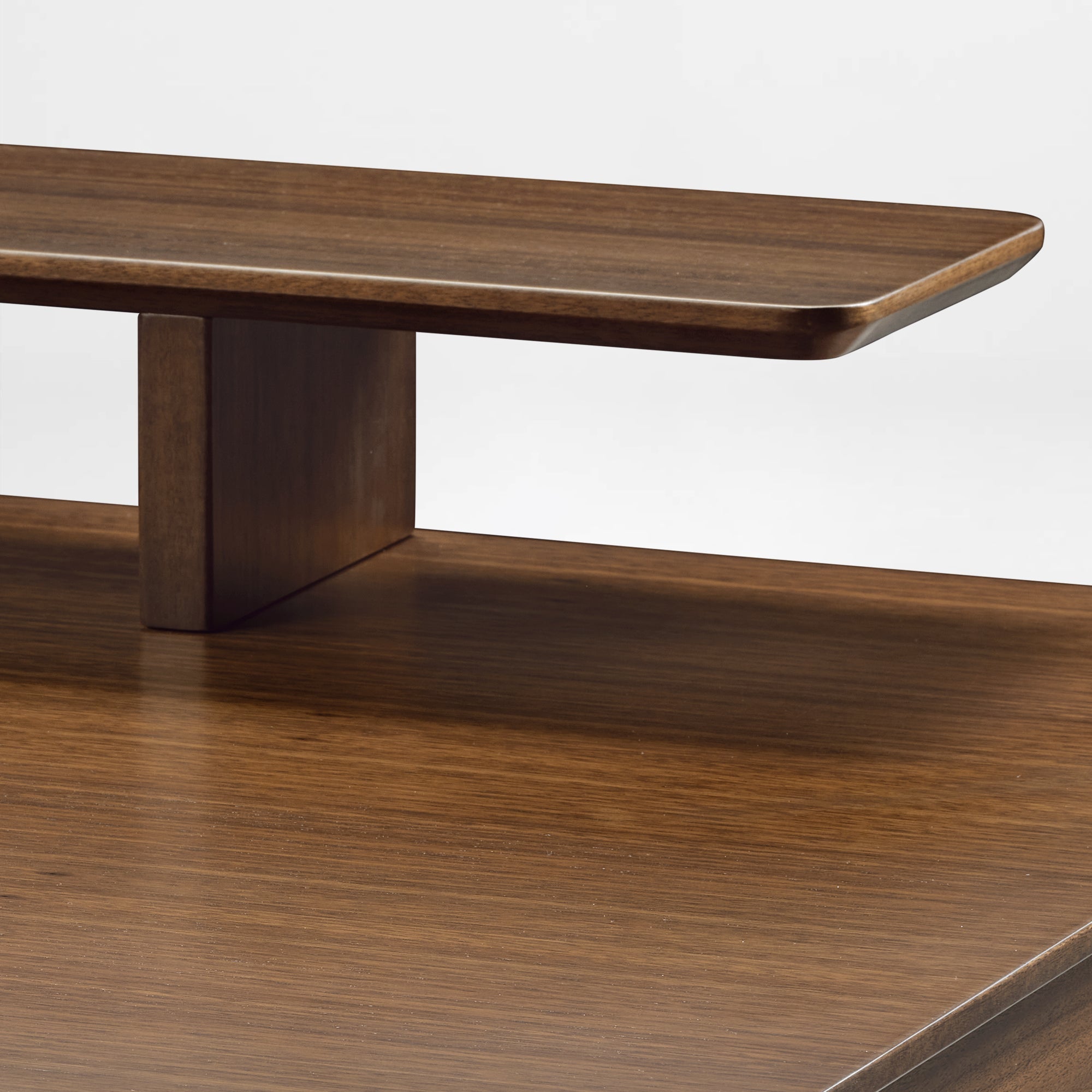 63x29 Executive Height Adjustable Standing Desk with Walnut Desktop and Drawers